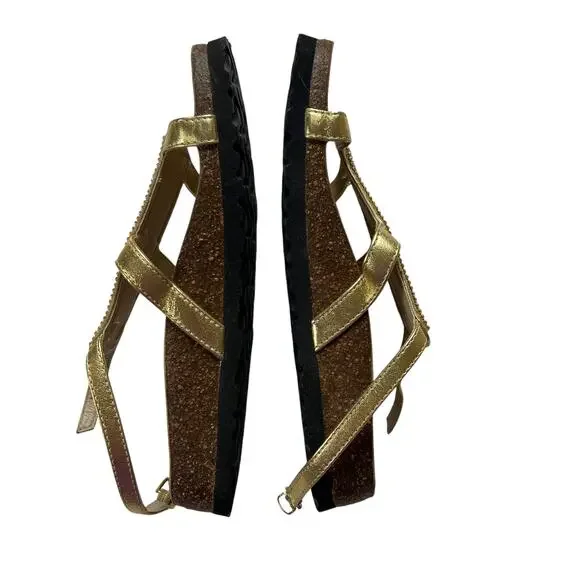 Birkenstock Betula Sandals Gold Rhinestone Leather Ankle Strap Women's 39 Shoes - Picture 7 of 10